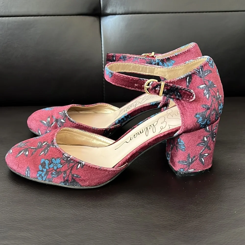 Libby Edelman Velvet Chunky Heels